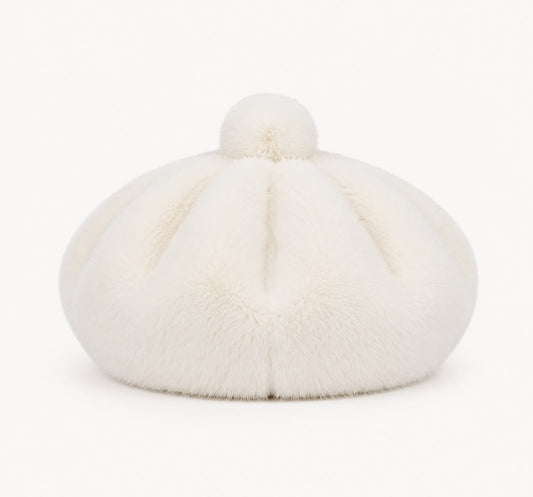 Béret Femme en Fourrure Blanc | Élégance Hivernale