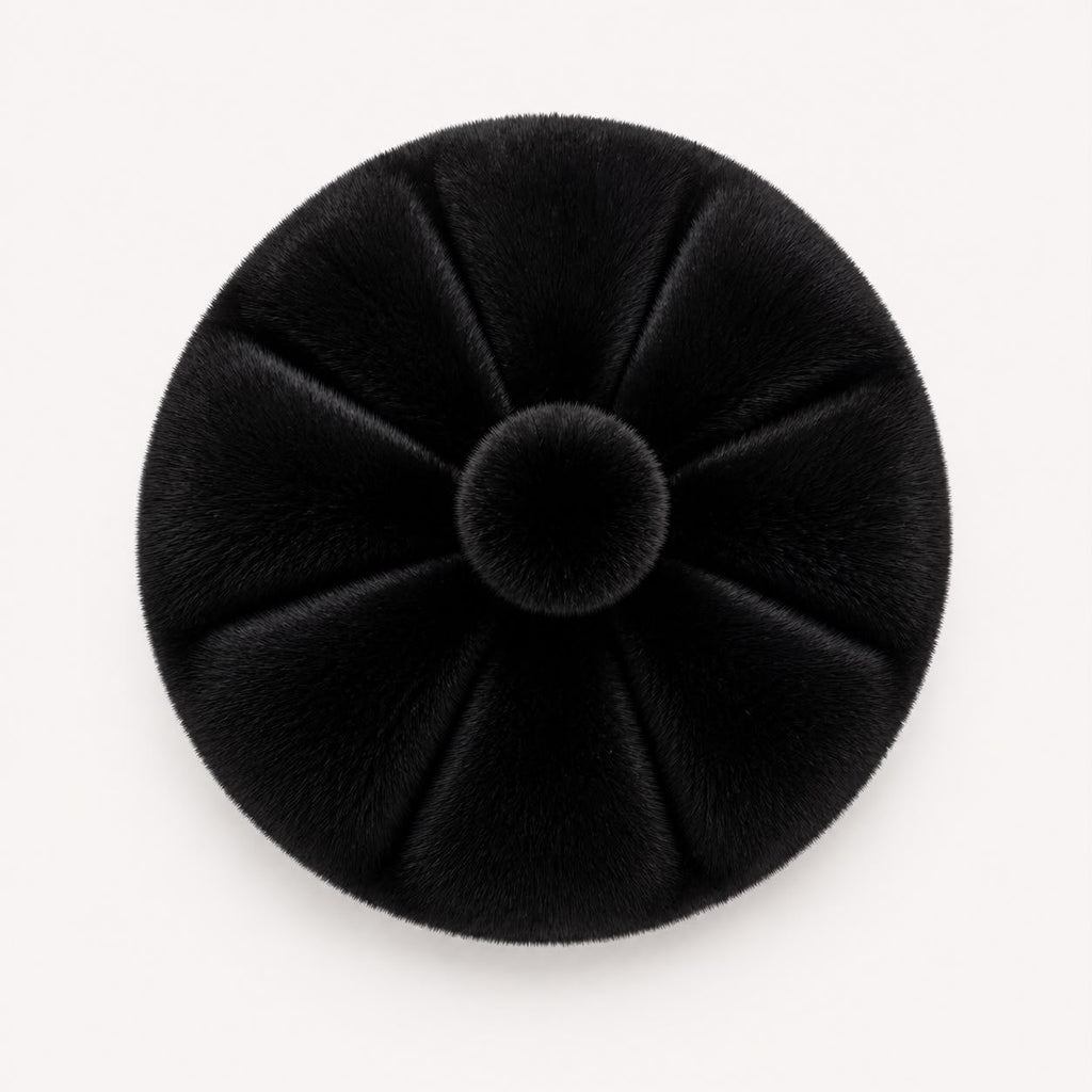 Béret Femme en Fourrure Noir | Élégance Hivernale