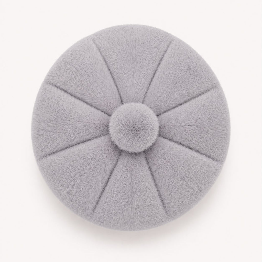 Béret Femme en Fourrure Gris Clair | Élégance Hivernale