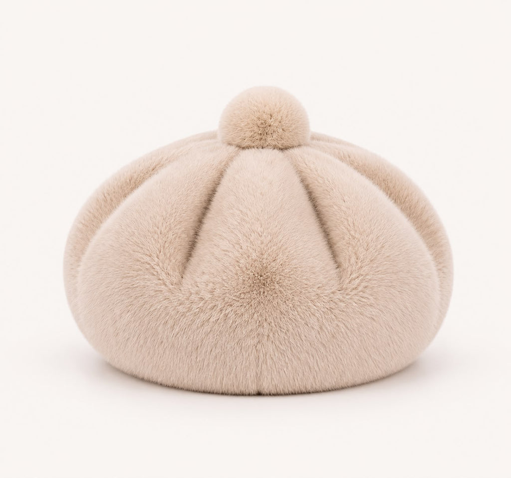 Béret femme fourrure beige – Béret chaud hiver style artiste peintre
