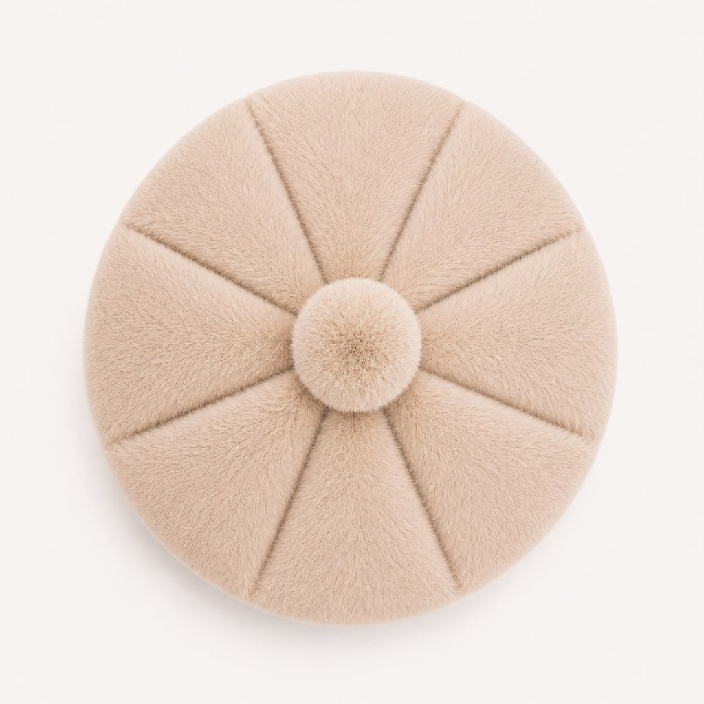 Béret femme fourrure beige – Béret chaud hiver style artiste peintre