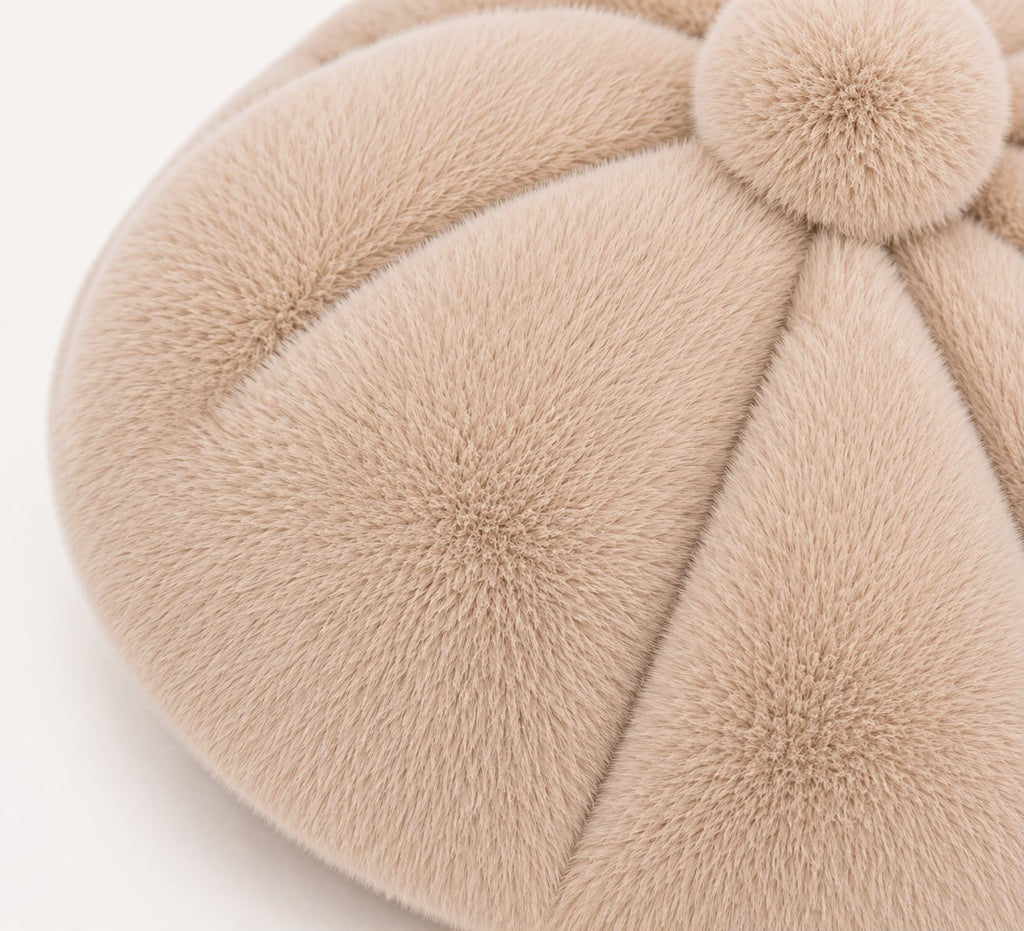 Béret femme fourrure beige – Béret chaud hiver style artiste peintre