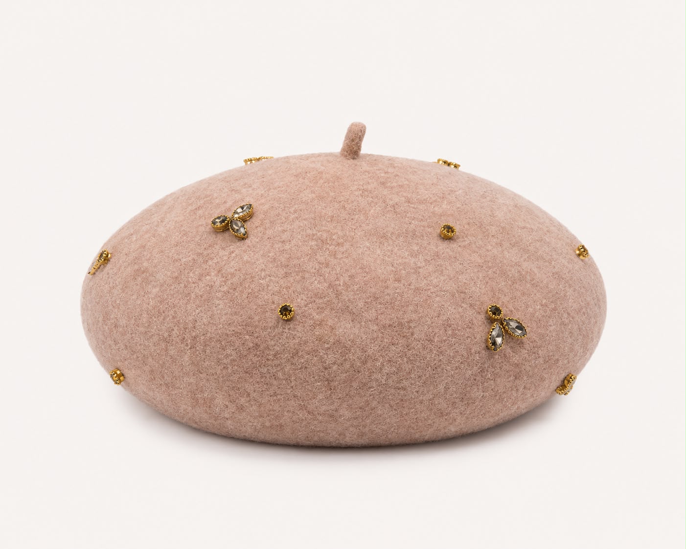Béret femme laine beige abeille cristal – Béret élégant hiver chic