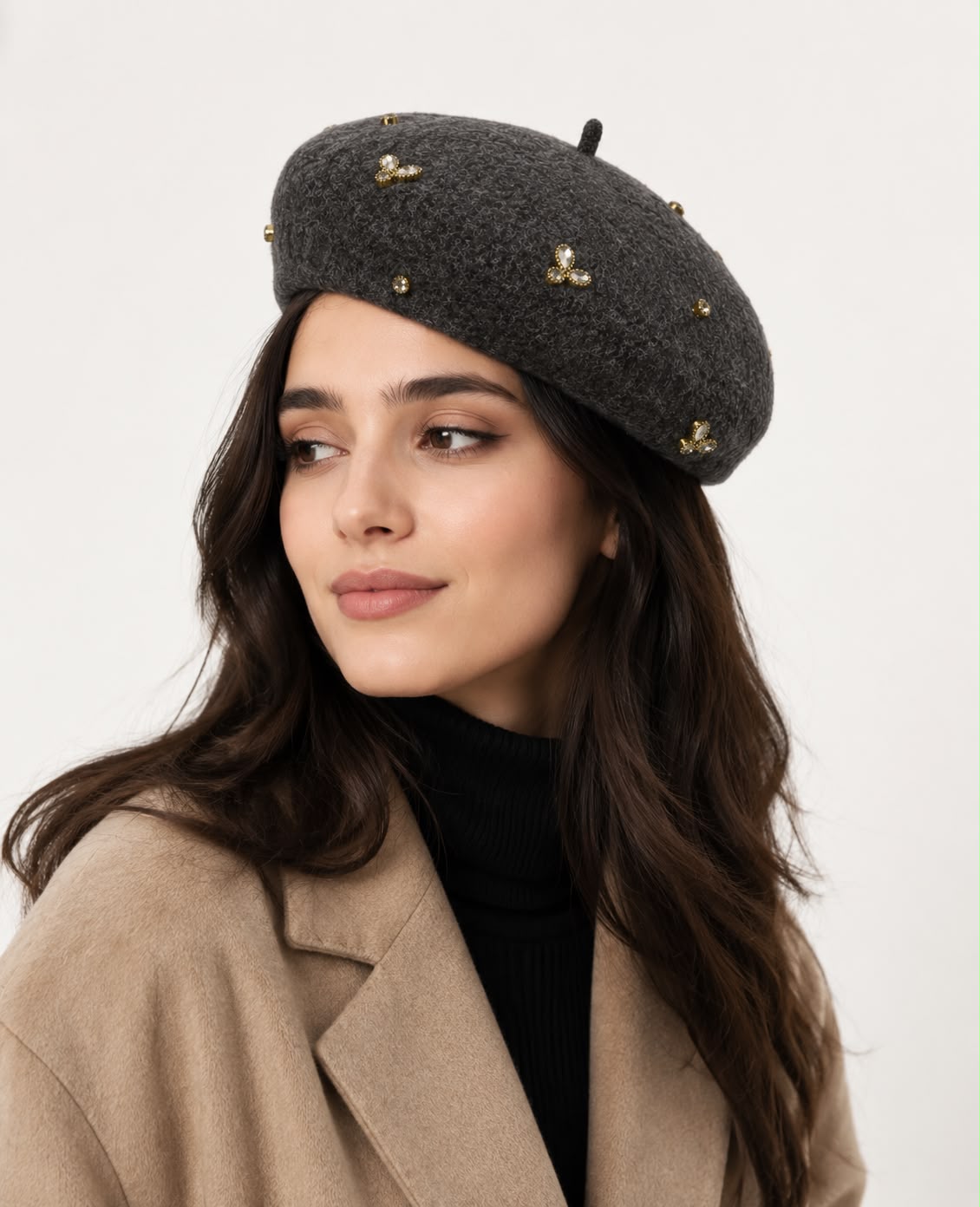 Béret Laine Femme Gris Foncé | Abeille Royale