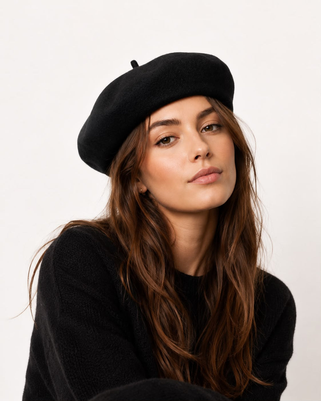 Béret Laine Femme Noir
