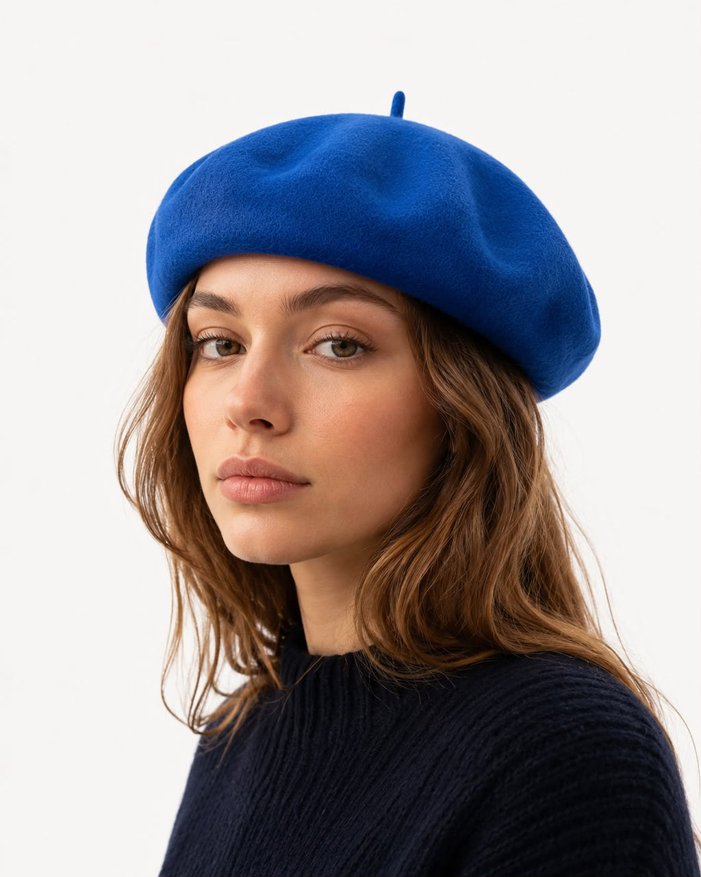 Béret Laine Femme Bleu Profond