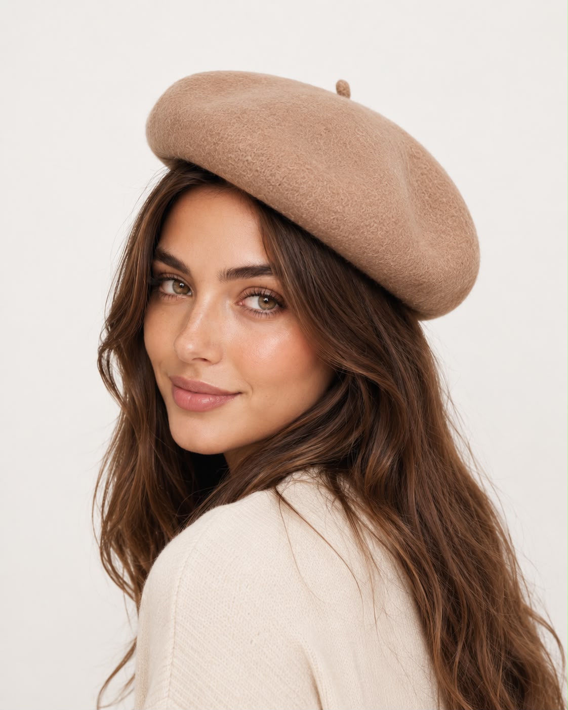 Béret Laine Femme Marron Mocha