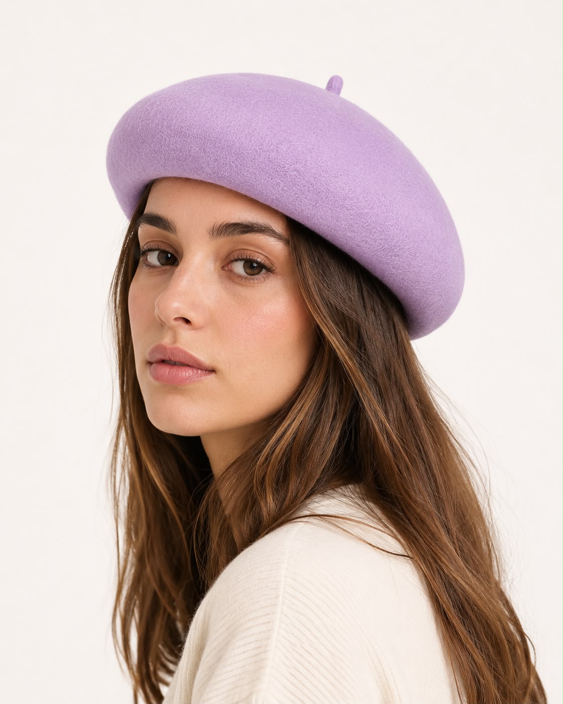 Béret hiver femme lavande