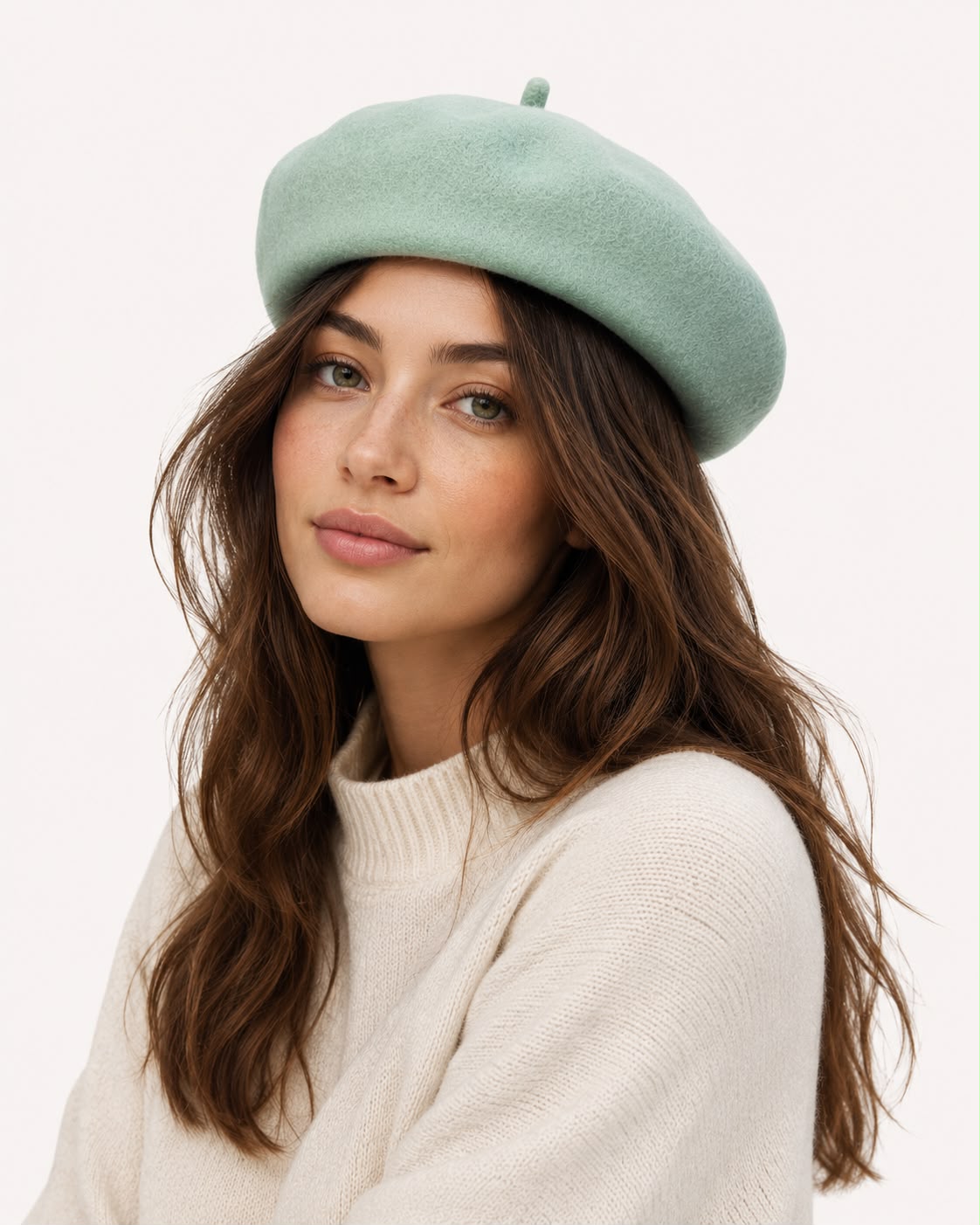 Béret Laine Femme Vert Menthe