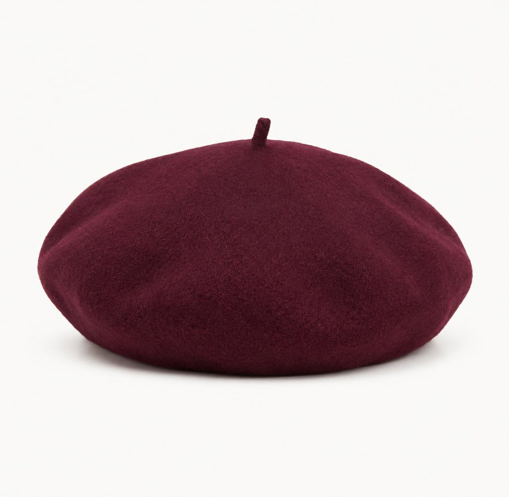 Béret Femme en Laine Bordeaux – Chapeau Français Chic Automne Hiver