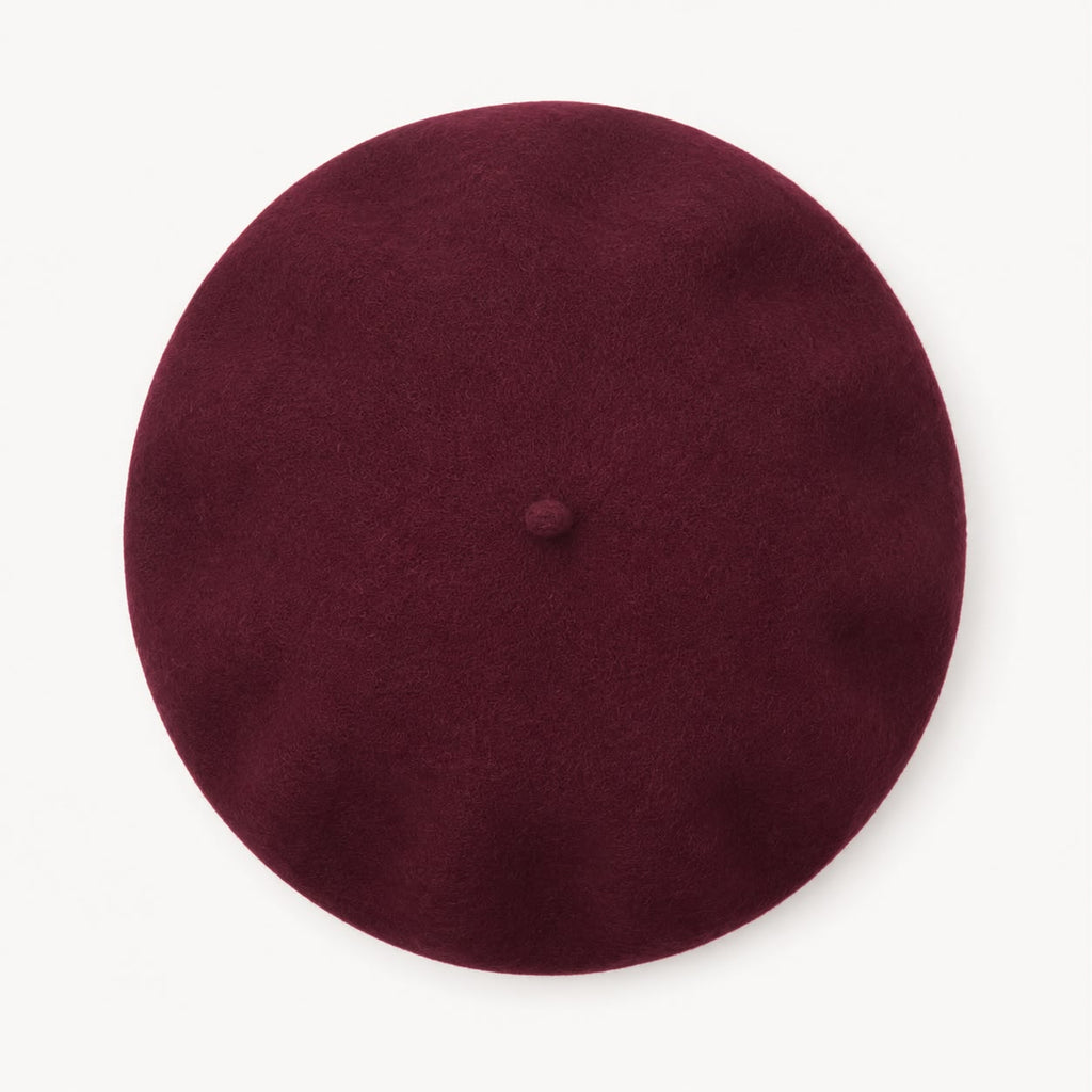 Béret Femme en Laine Bordeaux – Chapeau Français Chic Automne Hiver