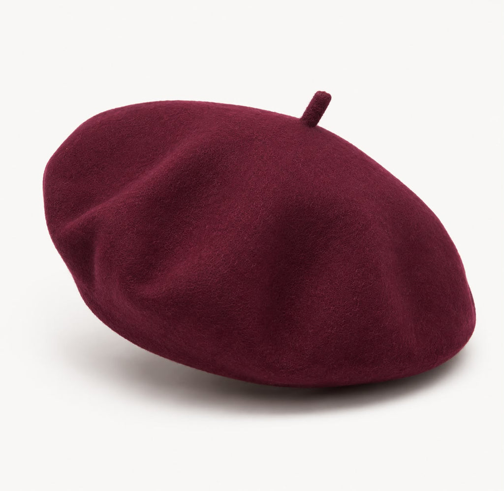 Béret Femme en Laine Bordeaux – Chapeau Français Chic Automne Hiver
