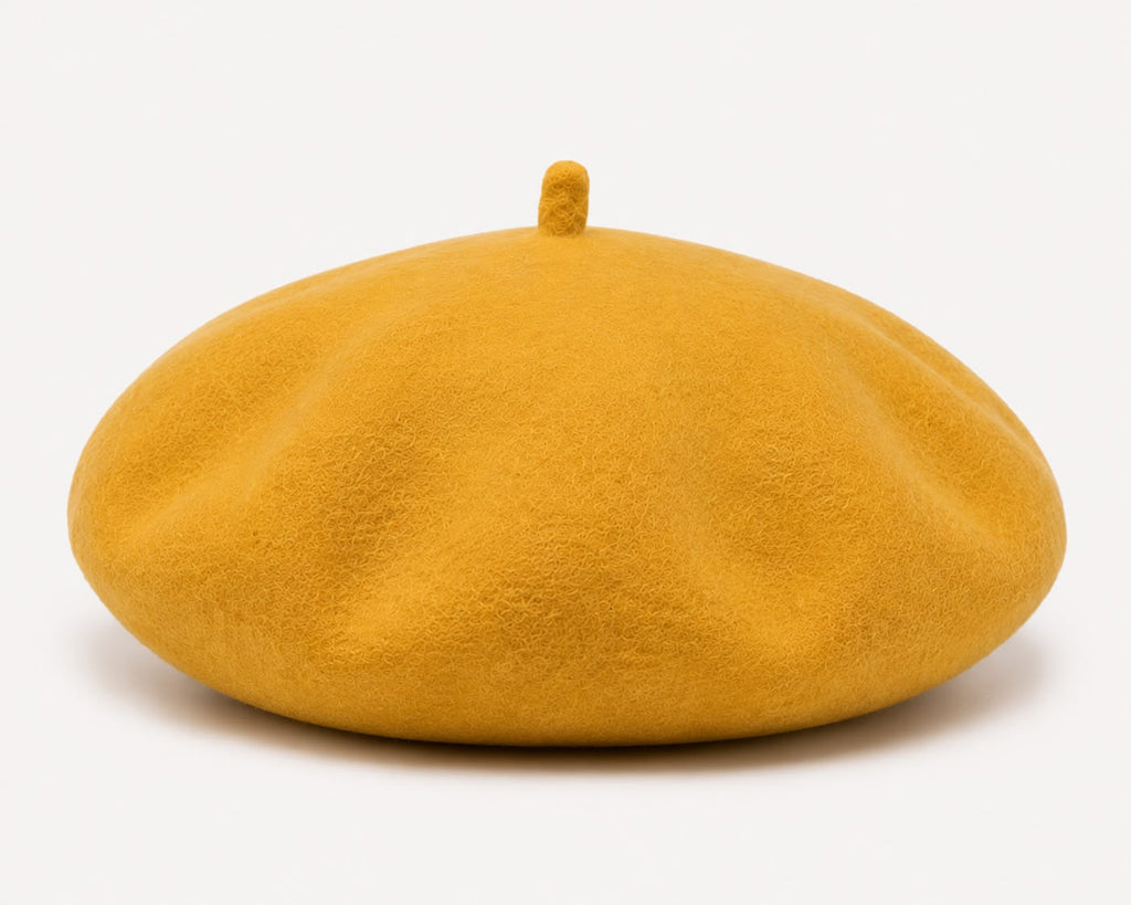 Béret Femme en Laine Jaune – Chapeau Français Chaud et Tendance