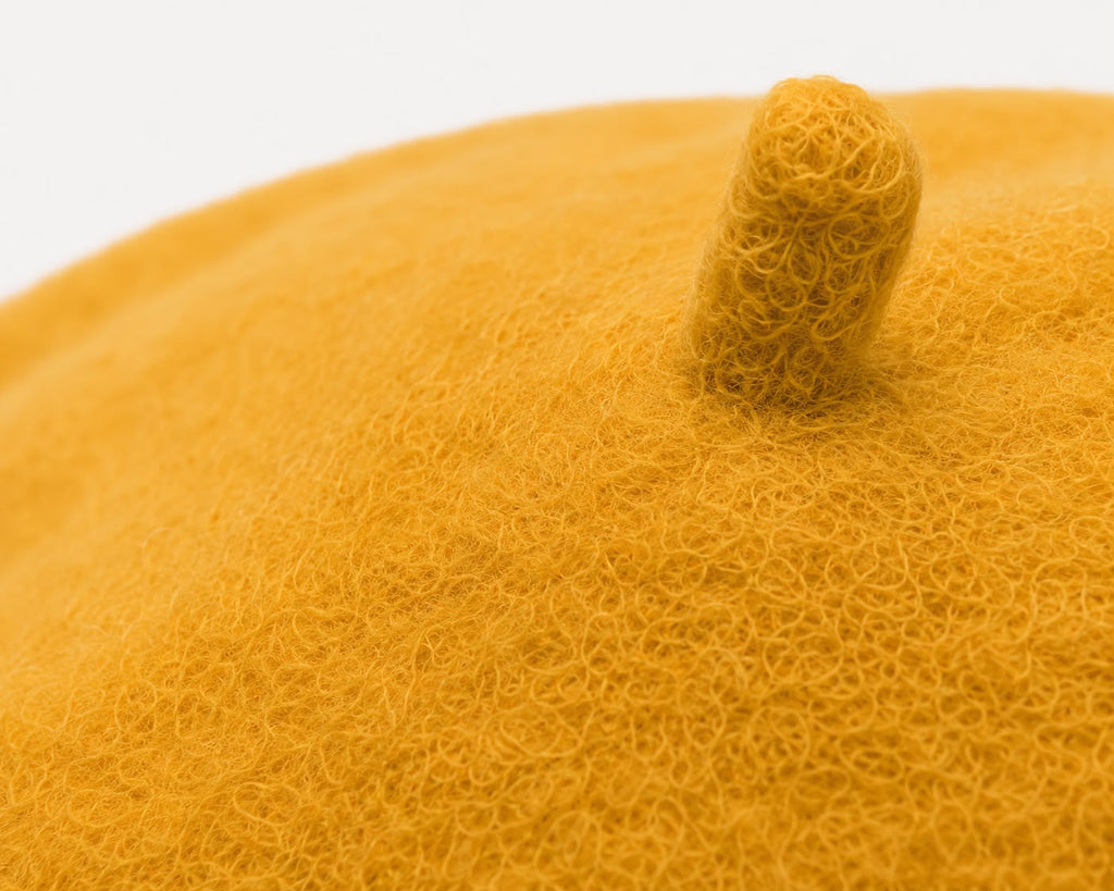 Béret Femme en Laine Jaune – Chapeau Français Chaud et Tendance