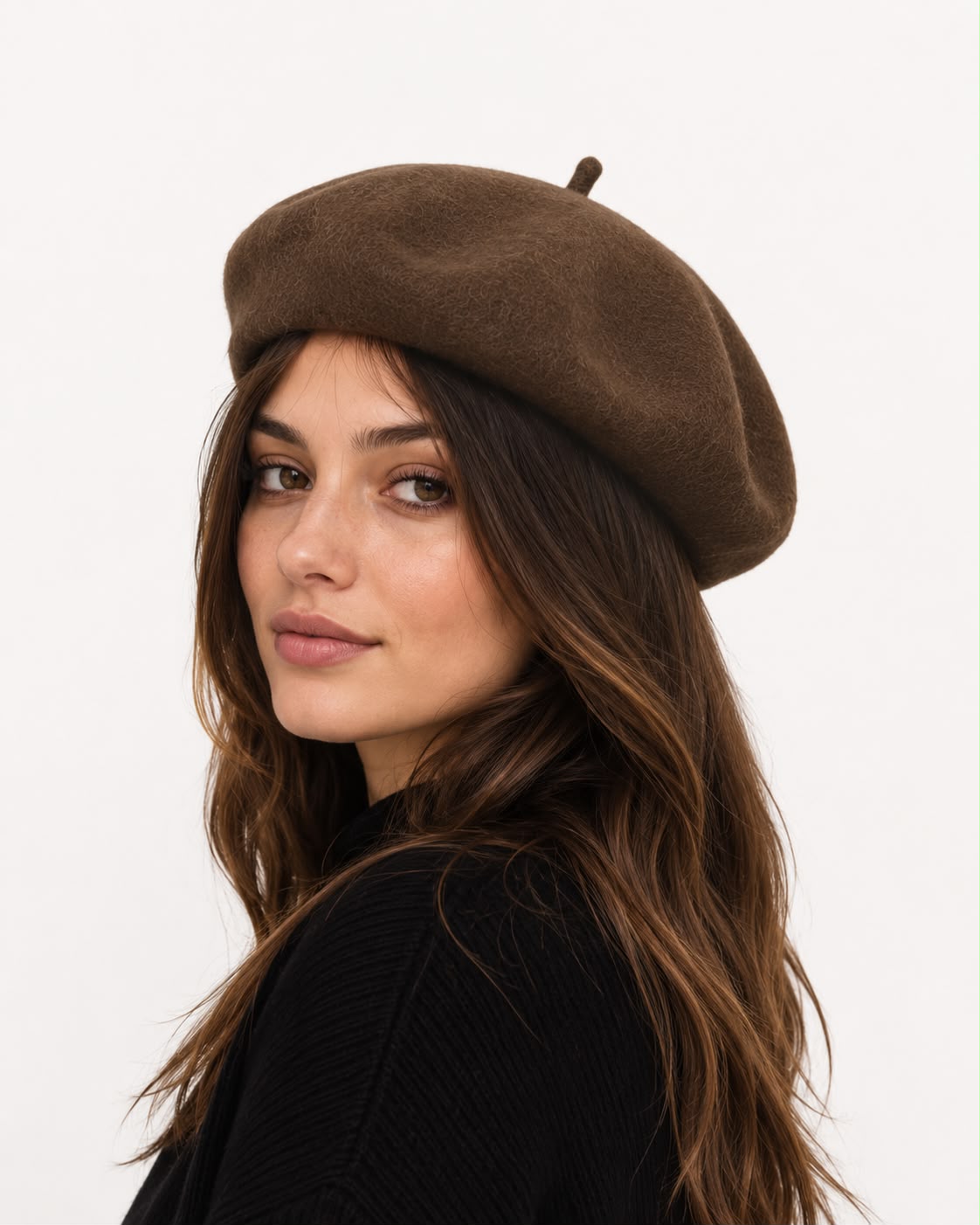 Béret laine hiver femme kaki