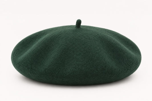 Béret laine hiver femme vert foncé