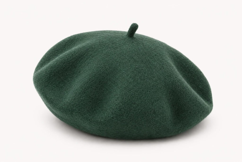 Béret laine hiver femme vert foncé