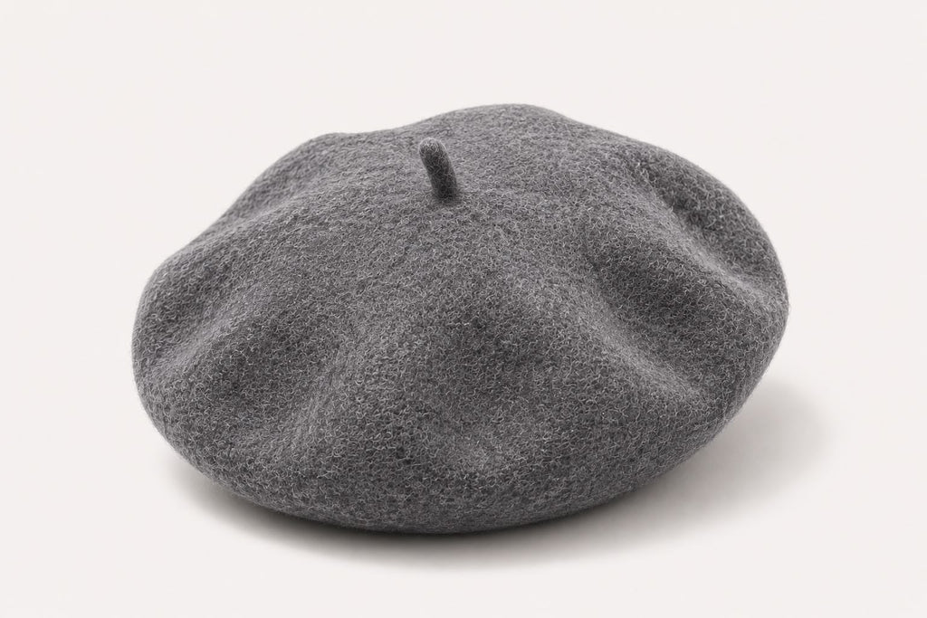 Béret Femme en Laine Gris – Chapeau Français Chaud Automne Hiver