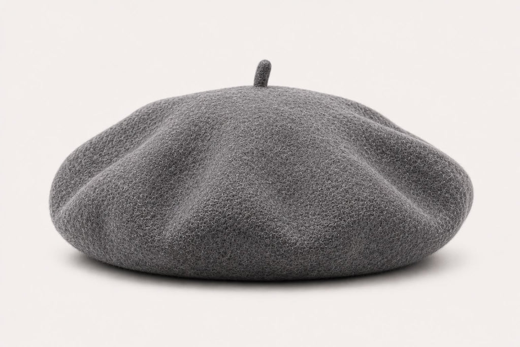 Béret Femme en Laine Gris – Chapeau Français Chaud Automne Hiver