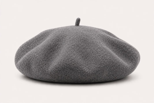 Béret Femme en Laine Gris – Chapeau Français Chaud Automne Hiver