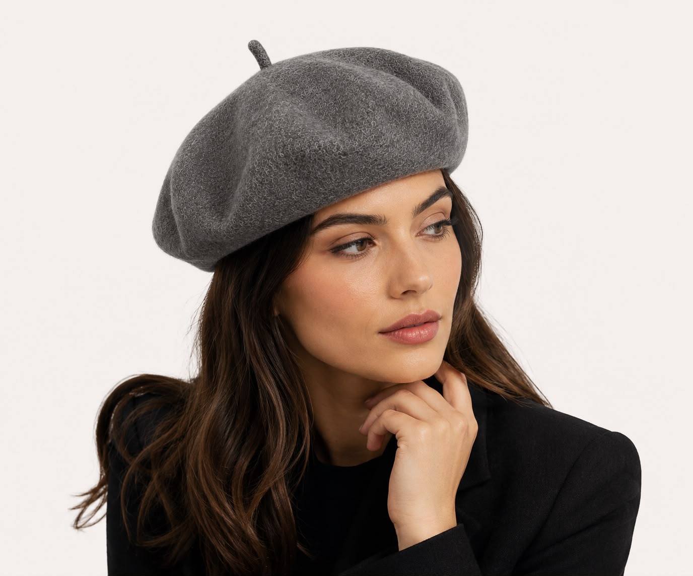 Béret Femme en Laine Gris – Chapeau Français Chaud Automne Hiver