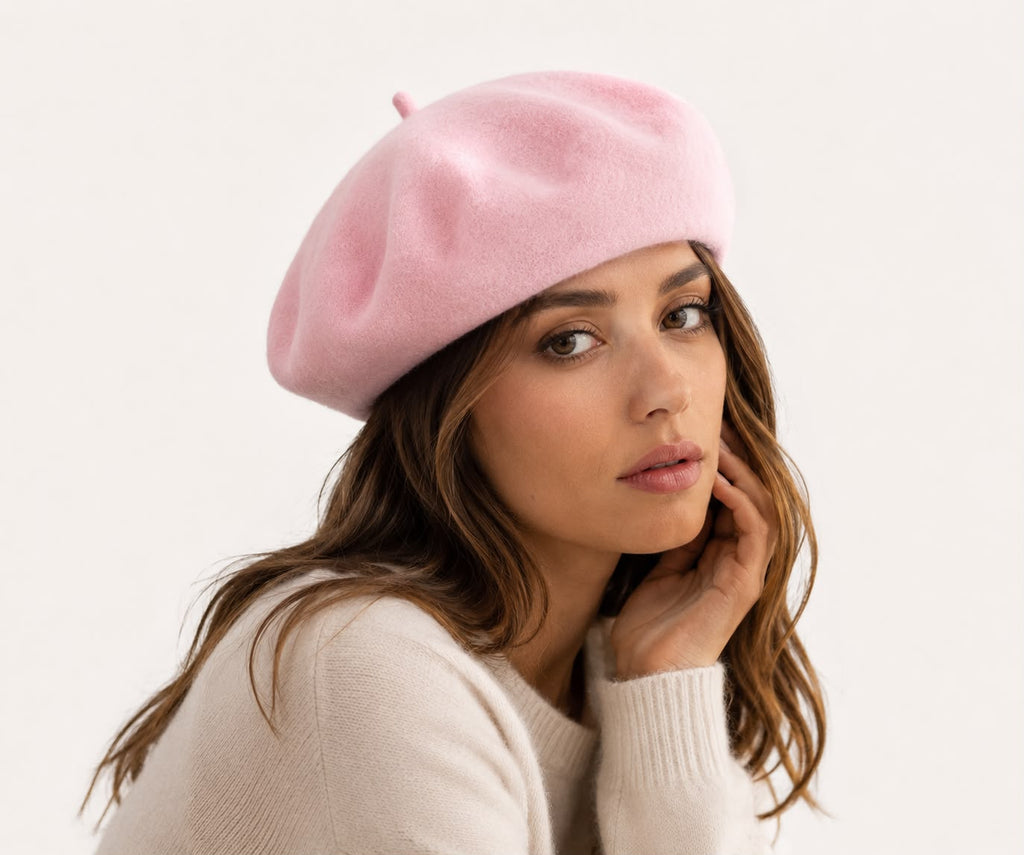 Béret Femme en Laine Rose – Chapeau Français Féminin Automne Hiver