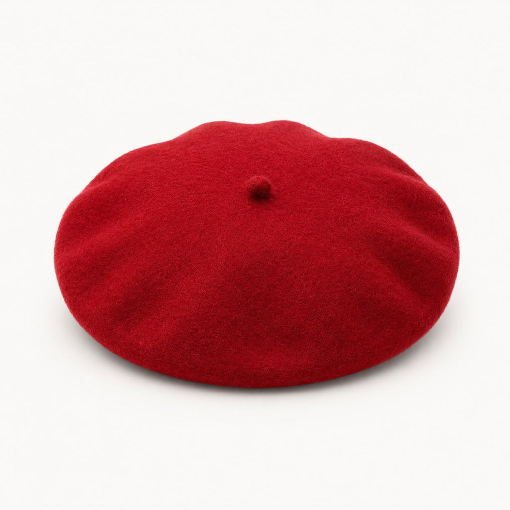 Béret Femme en Laine Rouge – Chapeau Français Chic Automne Hiver