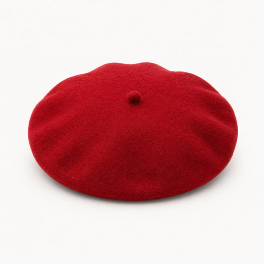 Béret Femme en Laine Rouge – Chapeau Français Chic Automne Hiver