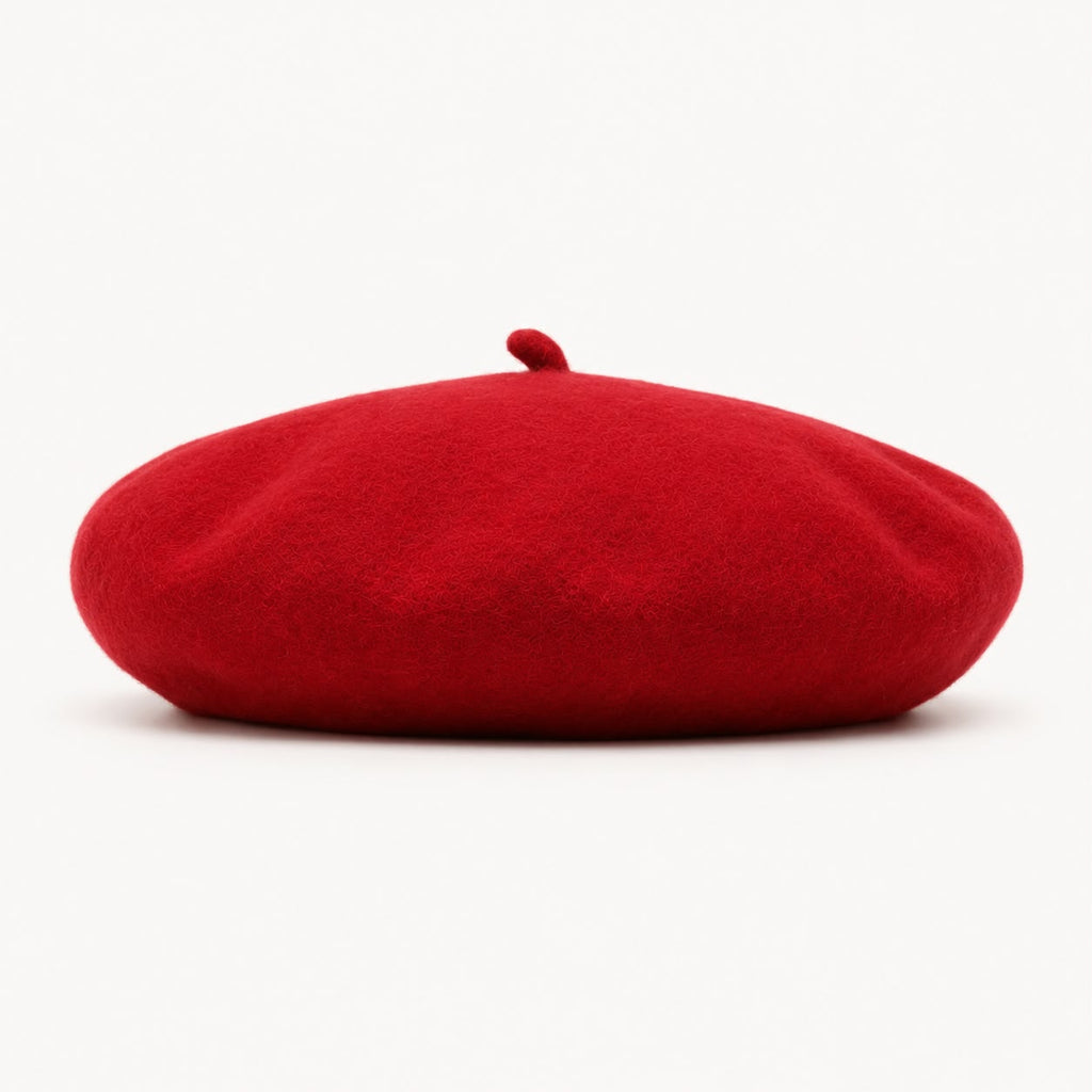 Béret Femme en Laine Rouge – Chapeau Français Chic Automne Hiver