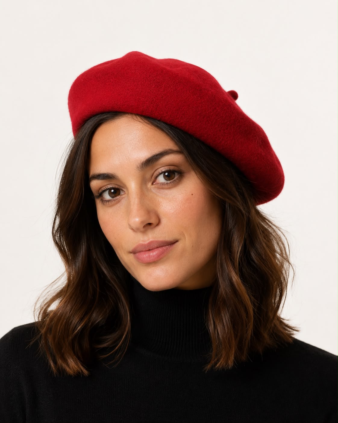 Béret Femme en Laine Rouge – Chapeau Français Chic Automne Hiver