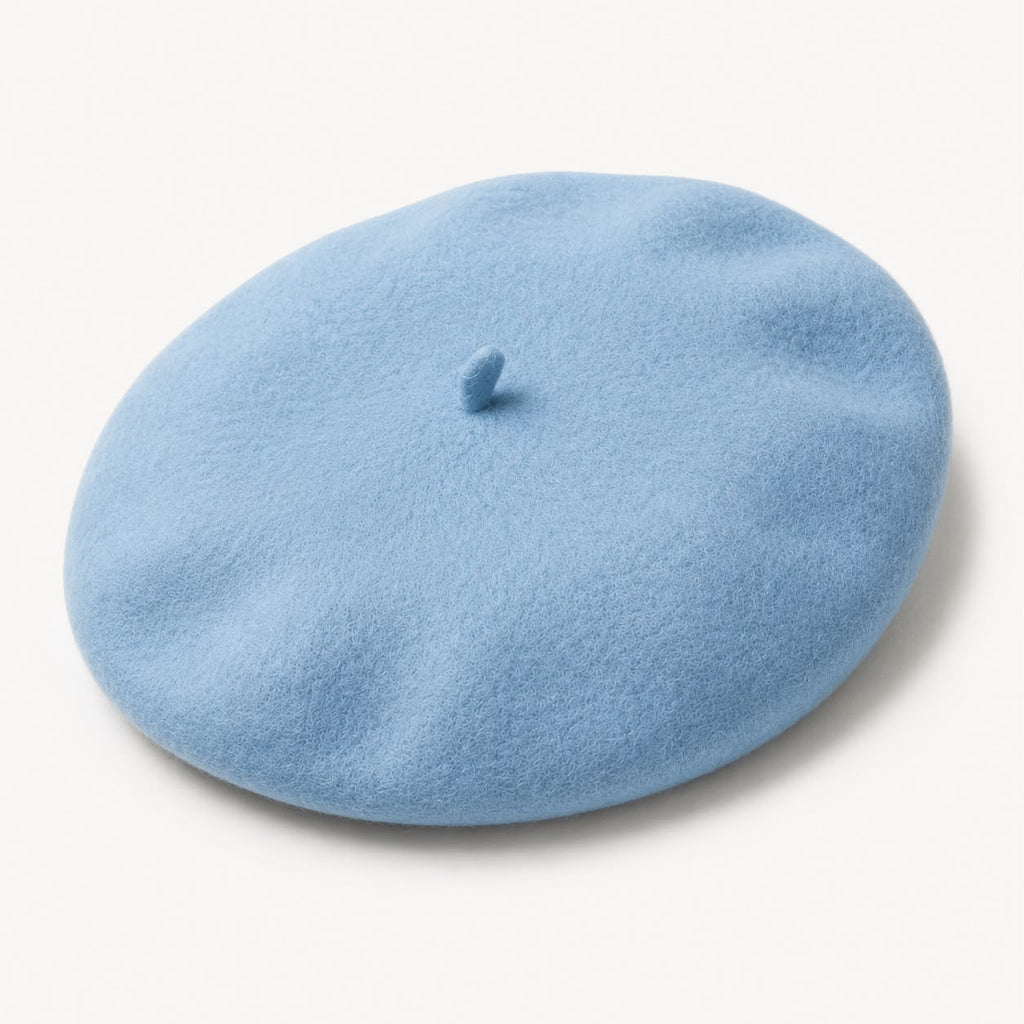 Béret laine hiver femme bleu ciel