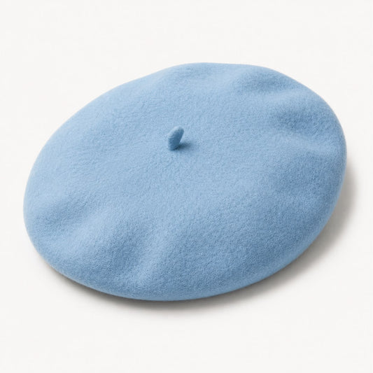 Béret laine hiver femme bleu ciel