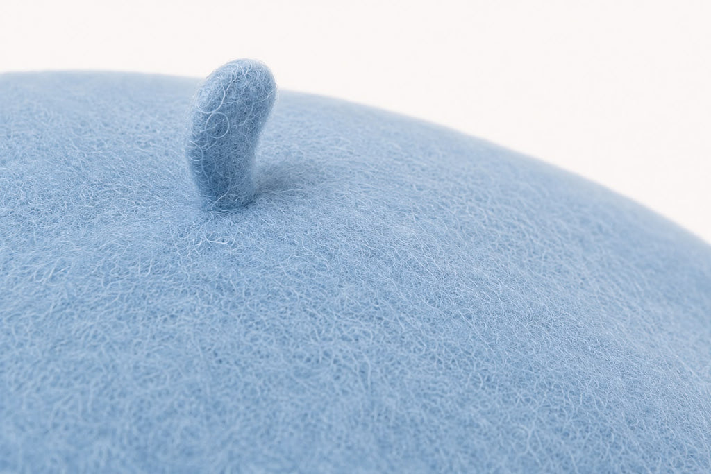 Béret laine hiver femme bleu ciel