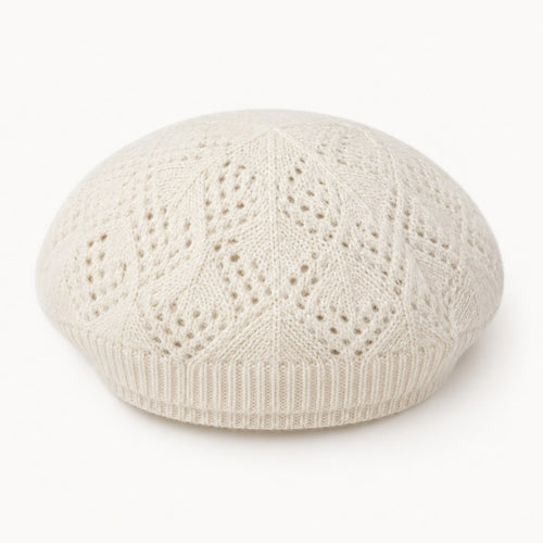 Béret Femme Beige en Acrylique – Bonnet Tricoté Léger Style Français