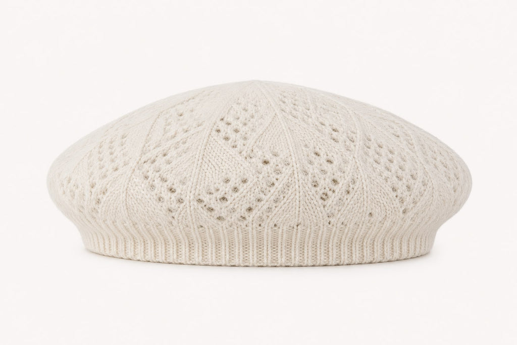 Béret Femme Beige en Acrylique – Bonnet Tricoté Léger Style Français