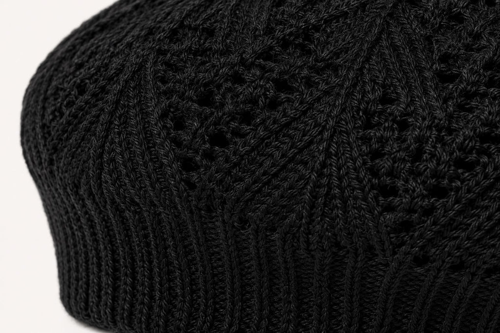 Béret Femme Noir en Acrylique – Bonnet Tricoté Léger Style Français