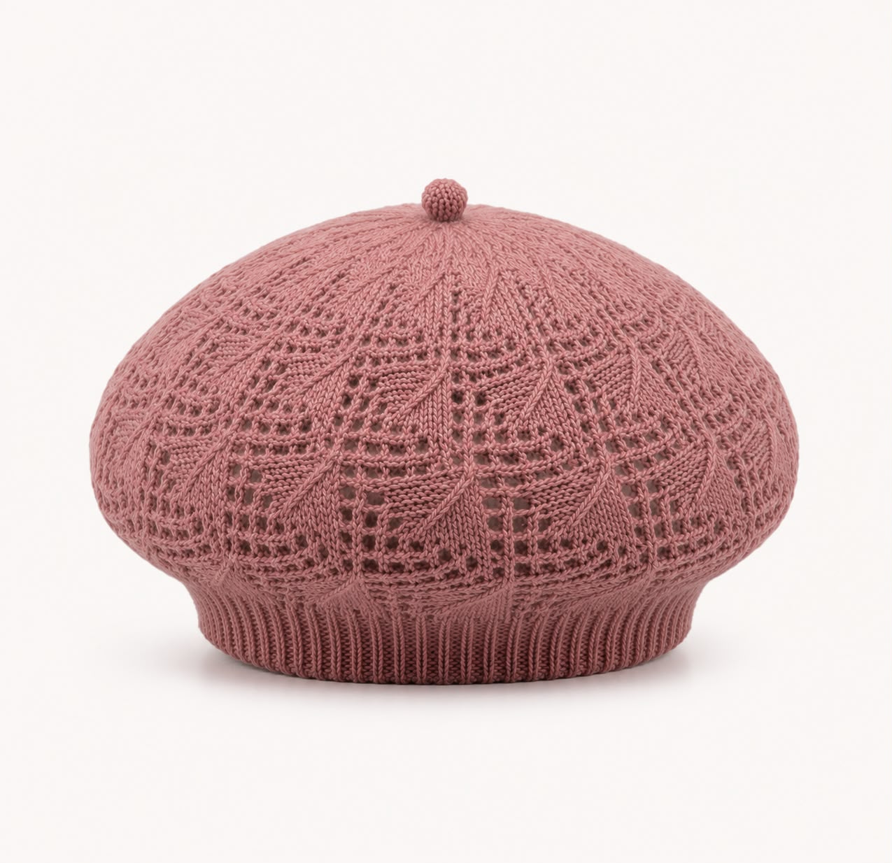 Béret Femme Rose en Acrylique – Bonnet Tricoté Léger Style Français