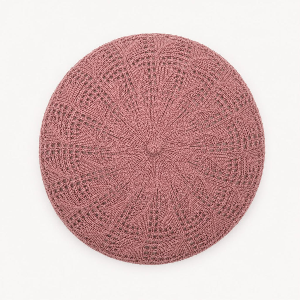 Béret Femme Rose en Acrylique – Bonnet Tricoté Léger Style Français