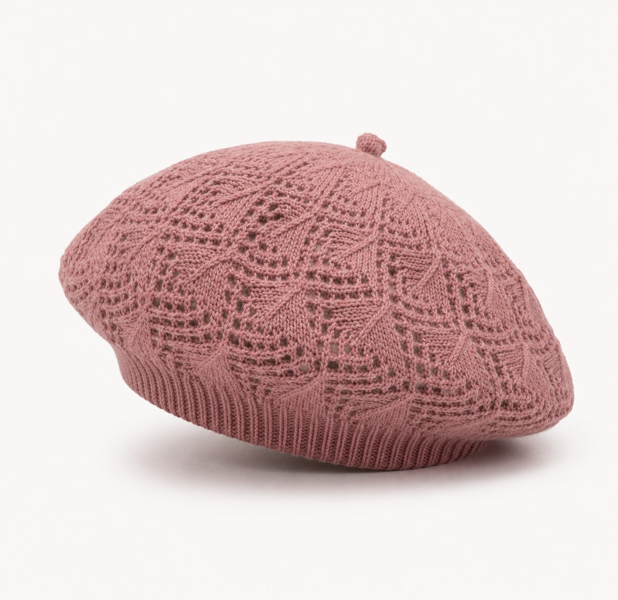 Béret Femme Rose en Acrylique – Bonnet Tricoté Léger Style Français