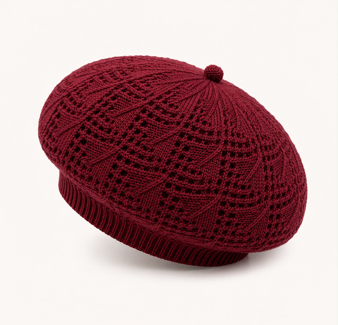 Béret Femme Rouge Foncé en Acrylique – Bonnet Tricoté Léger Style Français