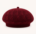Béret Femme Rouge Foncé en Acrylique – Bonnet Tricoté Léger Style Français