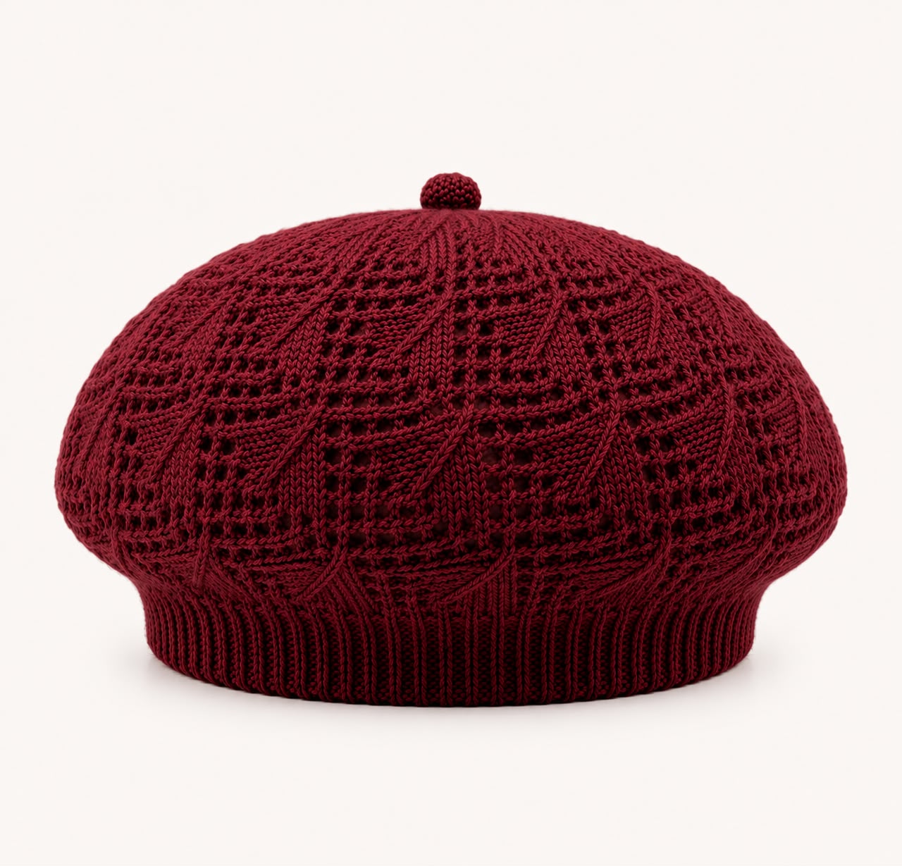 Béret Femme Rouge Foncé en Acrylique – Bonnet Tricoté Léger Style Français