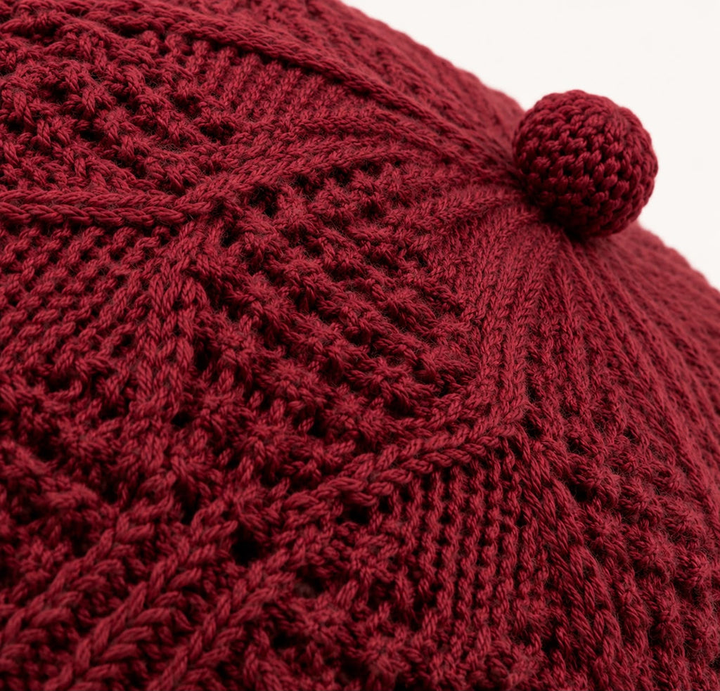 Béret Femme Rouge Foncé en Acrylique – Bonnet Tricoté Léger Style Français